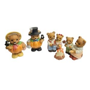 Vintage Homco 1446 Bears Campfire Family Figurines‎ Pumpkin Patch Lot 1998 Fall
